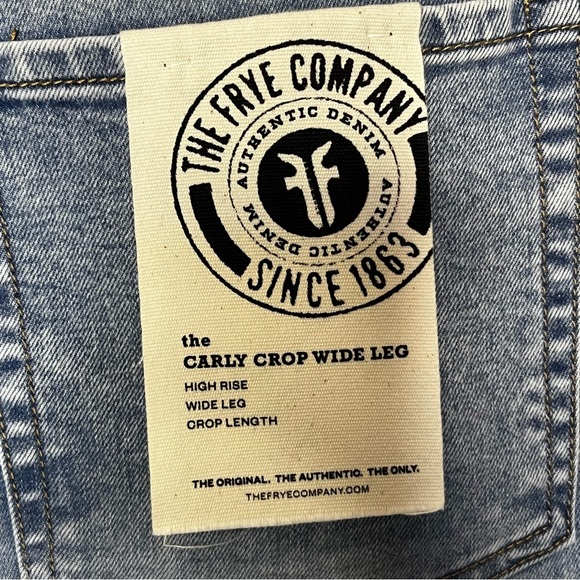Frye Carly Crop Wide Leg Denim Jeans Women 30 Light wash Blue Highrise NWT - Picture 8 of 12